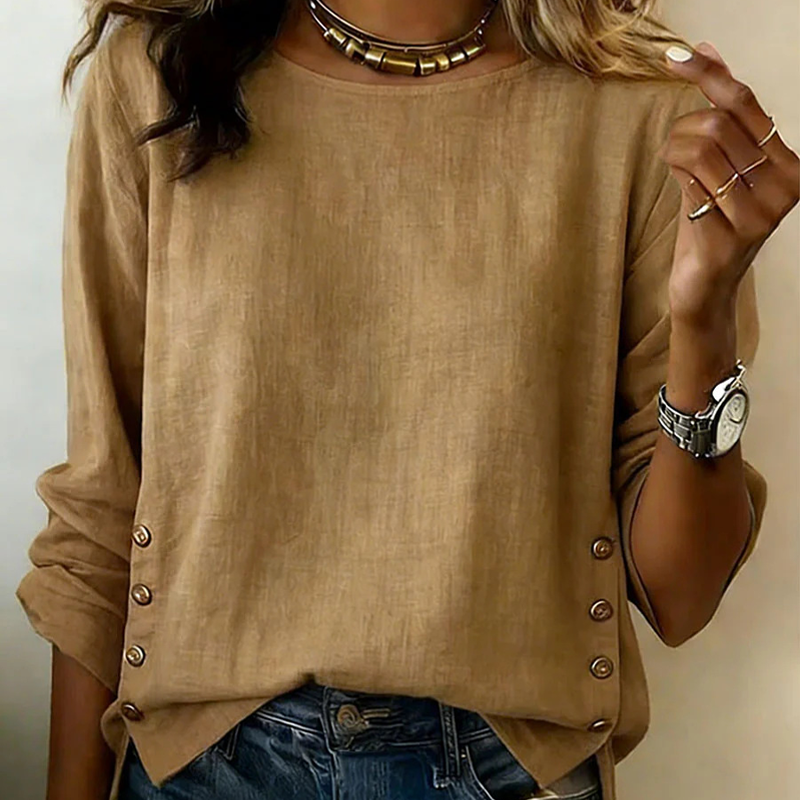 ✨🛍️Fresh Drop - Top de linho de corte descontraído – Conforto arejado e estilo clássico para dias casuais 🍃