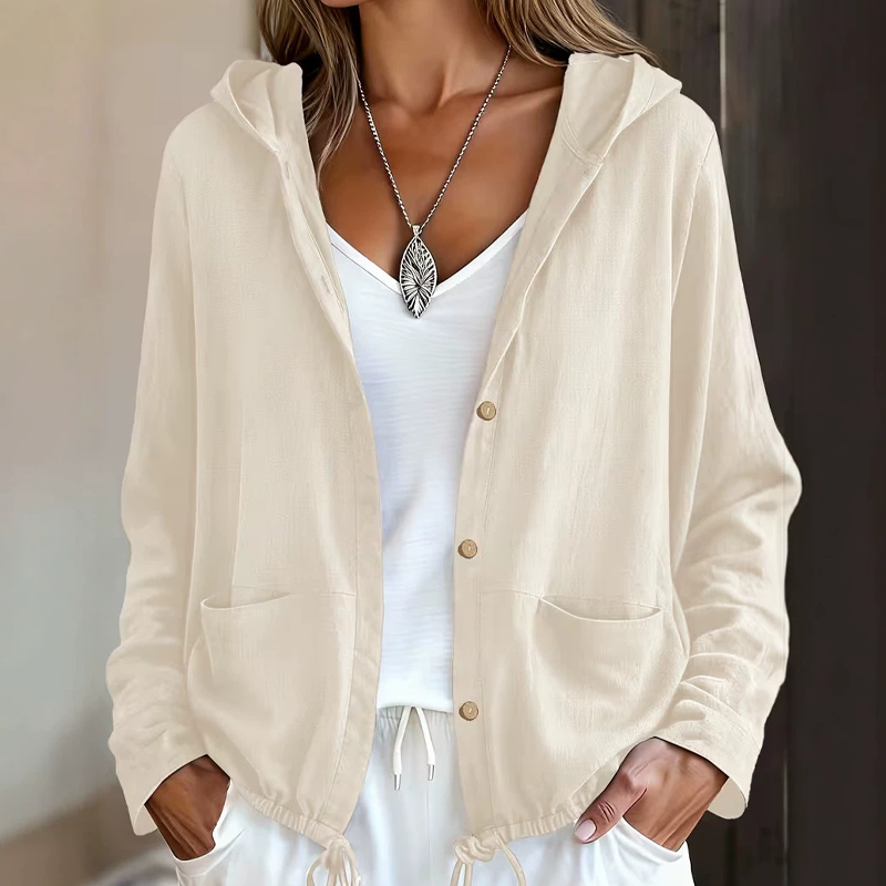 🌸Promoção quente: 50% de desconto💖Casaco casual feminino com capuz e cordão na bainha