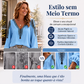 👚✨ Blusa Feminina de Manga Longa com Gola V e Estampa 3D – Estilo moderno, conforto e elegância para o dia a dia