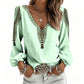 👚✨ Blusa Feminina de Manga Longa com Gola V e Estampa 3D – Estilo moderno, conforto e elegância para o dia a dia