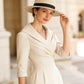 ✨Promoção Imperdível: 50% DE DESCONTO! 👗Vestido Tubarão com Gola Lapela Elegante e Bolsos