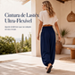 Calças harem casuais femininas com cintura franzida