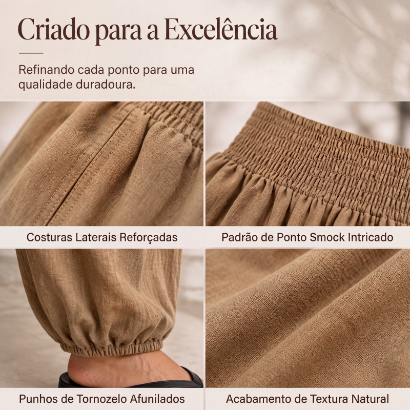 Calças harem casuais femininas com cintura franzida
