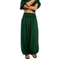 Calças harem casuais femininas com cintura franzida