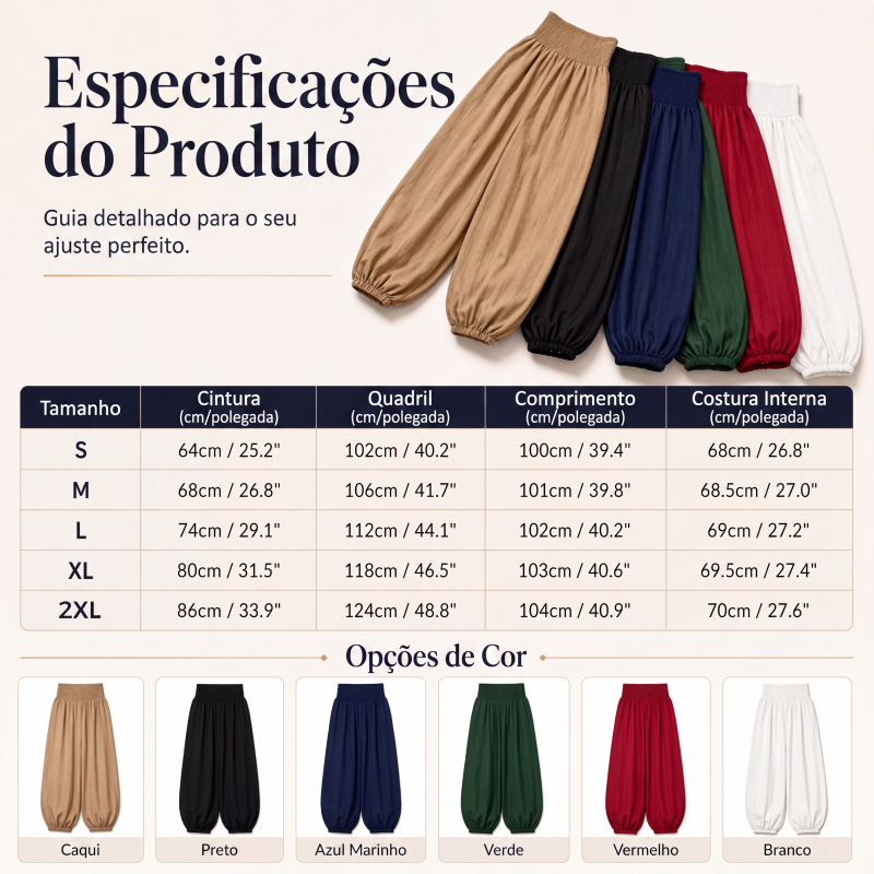 Calças harem casuais femininas com cintura franzida