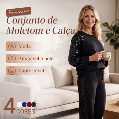 🔥 50% DESCONTO ✨ Conjunto com Lantejoulas – Chic & Confortável