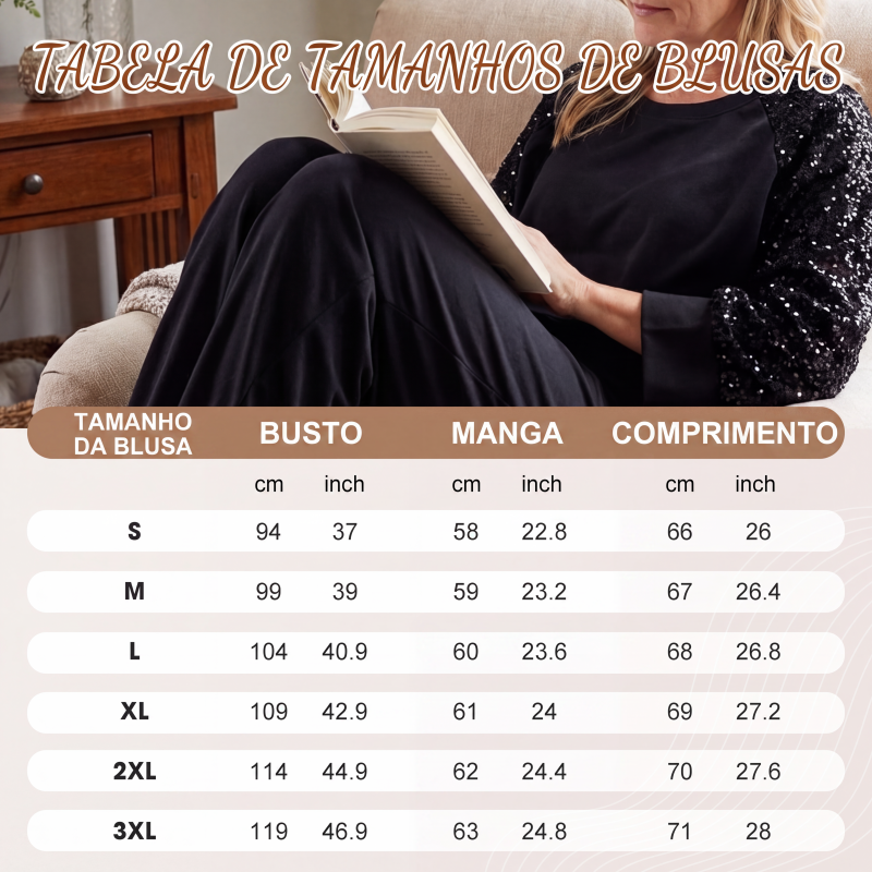 🔥 50% DESCONTO ✨ Conjunto com Lantejoulas – Chic & Confortável