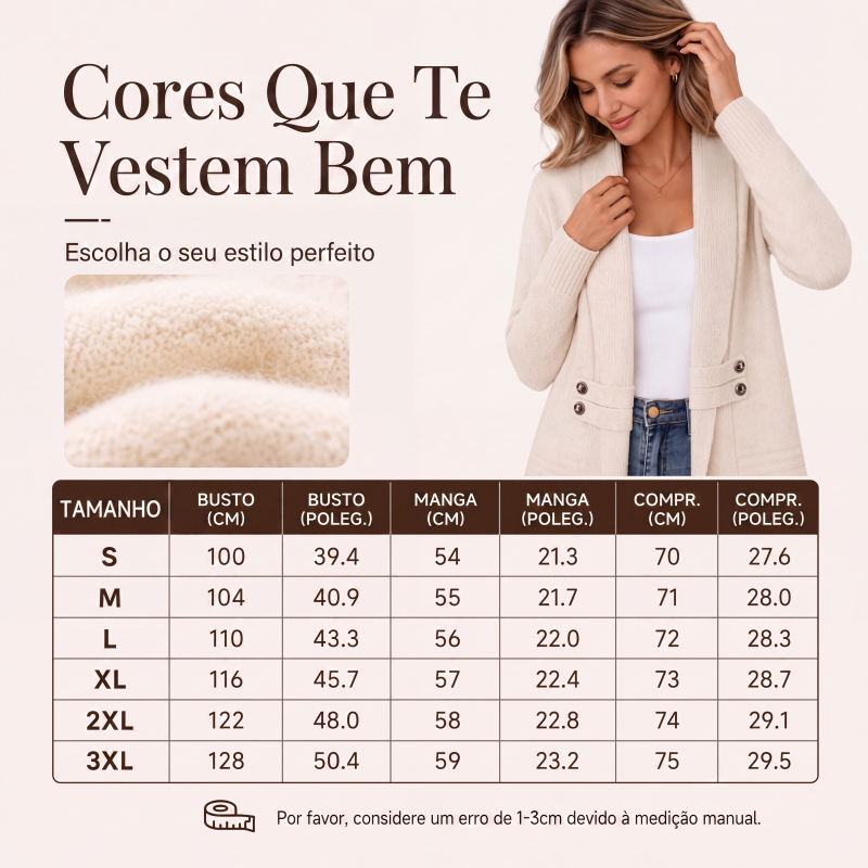 Cardigã de tricô trespassado casual para mulher