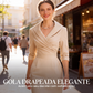 ✨Promoção Imperdível: 50% DE DESCONTO! 👗Vestido Tubarão com Gola Lapela Elegante e Bolsos