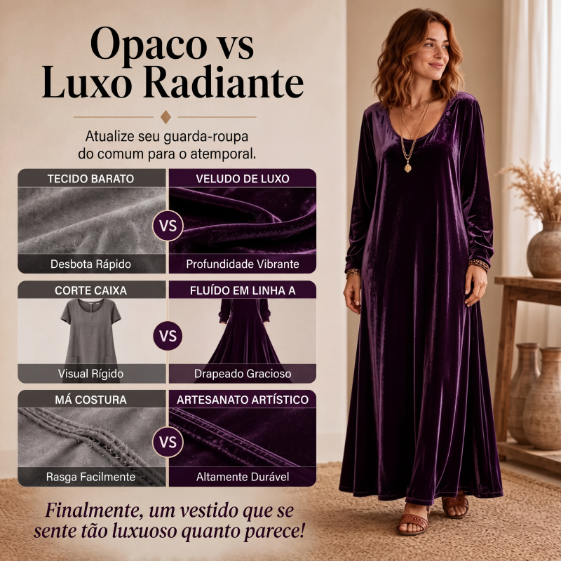 Vestido longo elegante de manga comprida para mulher