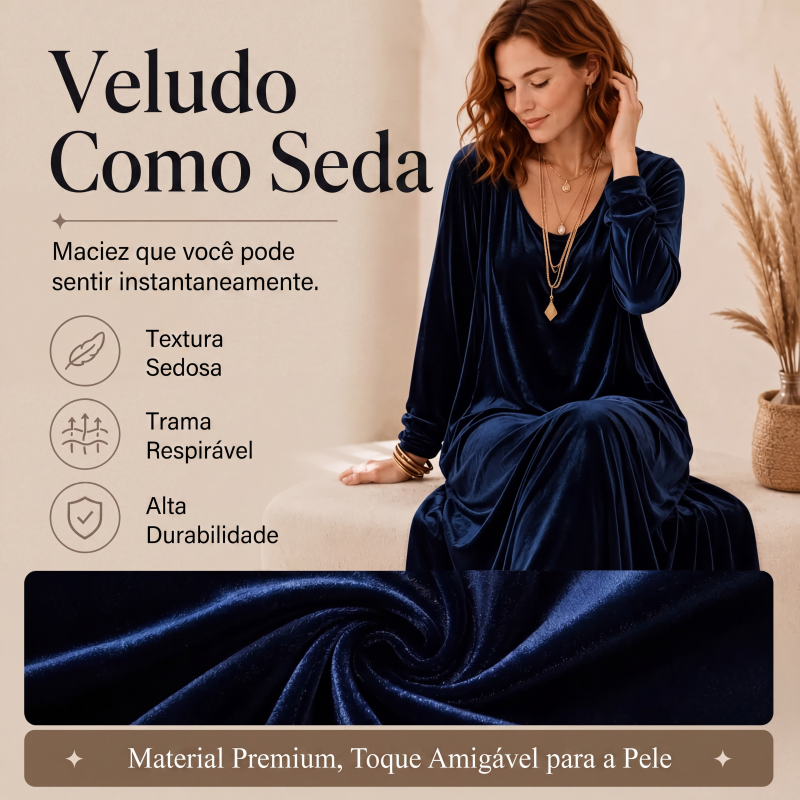 Vestido longo elegante de manga comprida para mulher