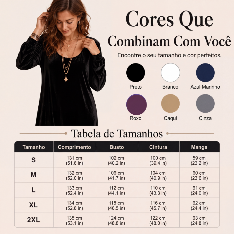 Vestido longo elegante de manga comprida para mulher