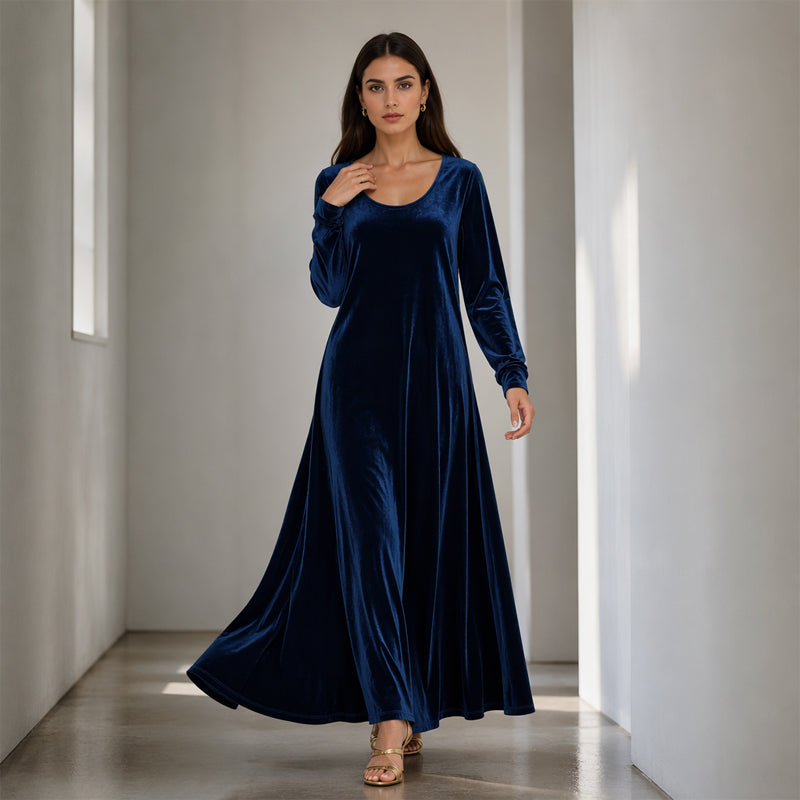 Vestido longo elegante de manga comprida para mulher
