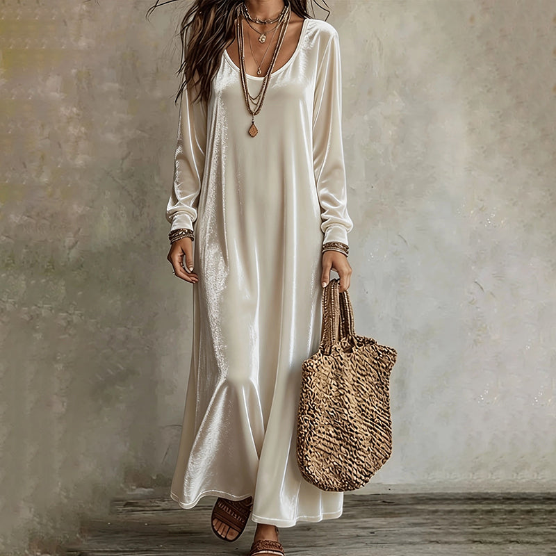 Vestido longo elegante de manga comprida para mulher