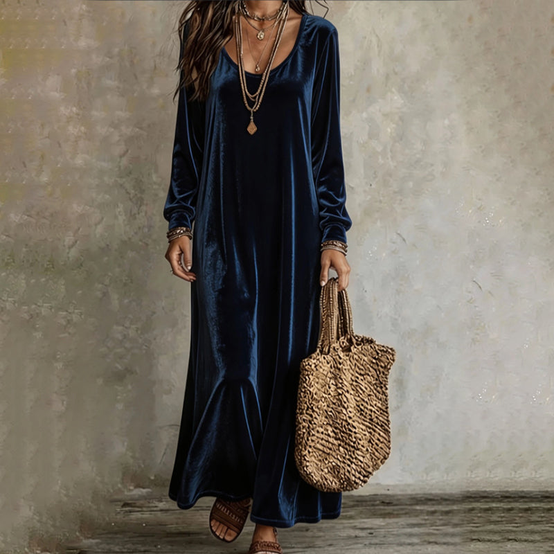 Vestido longo elegante de manga comprida para mulher
