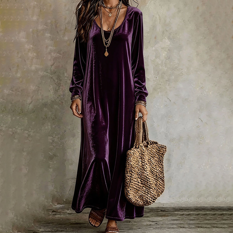 Vestido longo elegante de manga comprida para mulher