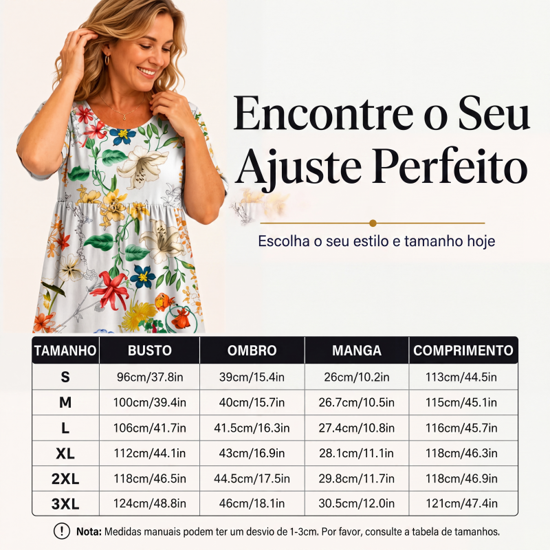 ✨Promoção Quente 50% DE DESCONTO 👗 Vestido Feminino de Manga Curta com Estampa e Bolsos