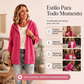 Cardigan de malha com capuz e mangas 3/4 para mulher