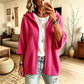 Cardigan de malha com capuz e mangas 3/4 para mulher