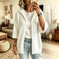 Cardigan de malha com capuz e mangas 3/4 para mulher
