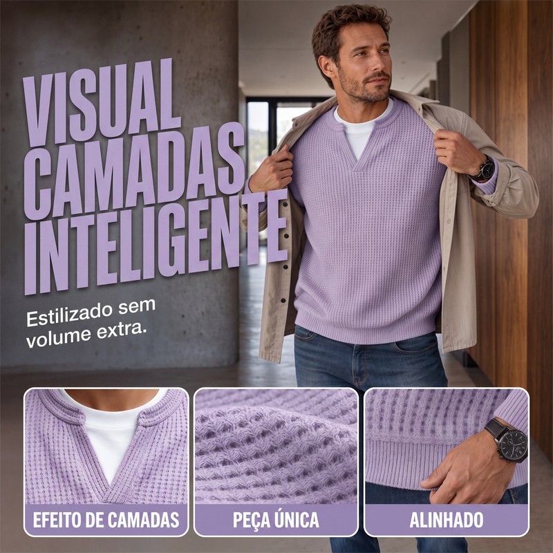 Camiseta Waffle de Conforto em Camadas