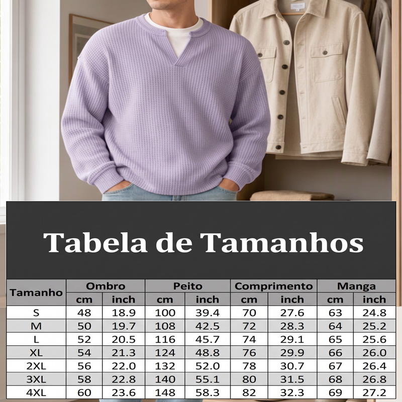 Camiseta Waffle de Conforto em Camadas