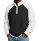 Camiseta masculina de trama waffle com zíper de quarto de comprimento