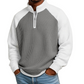 Camiseta masculina de trama waffle com zíper de quarto de comprimento