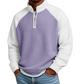 Camiseta masculina de trama waffle com zíper de quarto de comprimento
