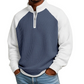 Camiseta masculina de trama waffle com zíper de quarto de comprimento
