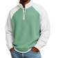 Camiseta masculina de trama waffle com zíper de quarto de comprimento