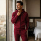 Conjunto de moletom com zíper e calça de moletom com blocos de cores para homem